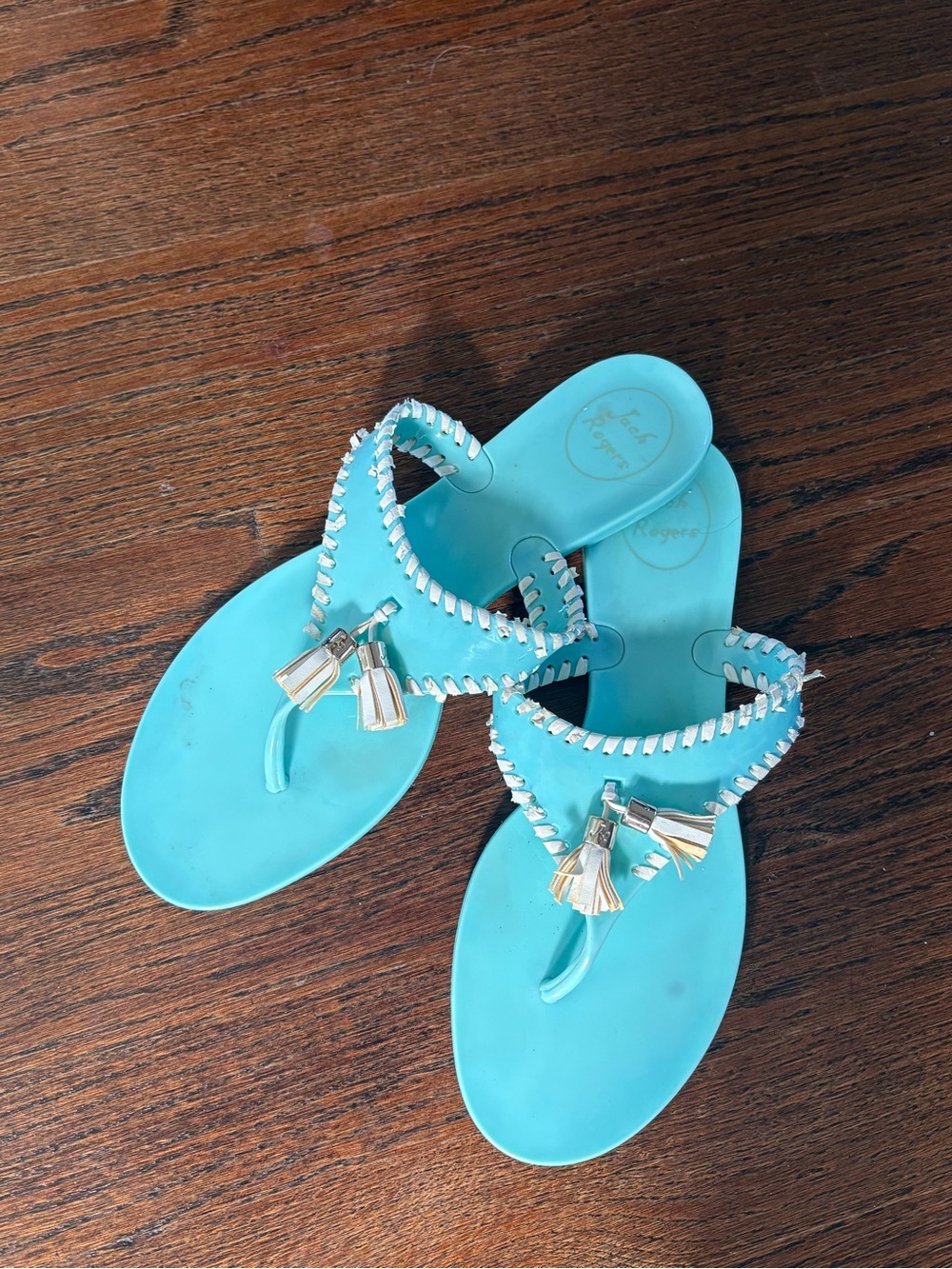 Jack Rogers Turquoise Tassel Thong Sandals